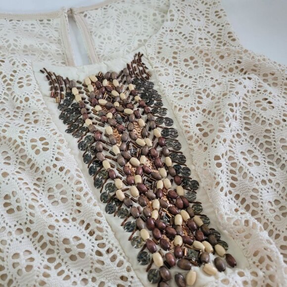 Maurices Plus Dress Womens 2X Doily Eyelet Lace Sleeveless Beaded Sequin Beige‎ - Picture 12 of 16